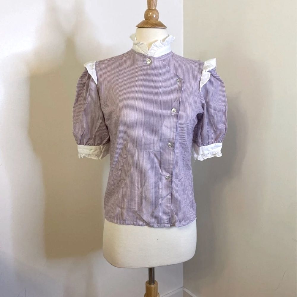 Vintage Striped Button‎ Blouse
